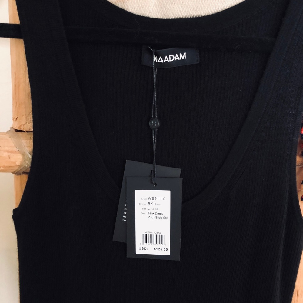Nadaam NWT cashmere silk dress with side slits, L